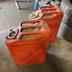2 Vintage Military USMC Red Gas Tank Cans 