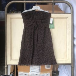 Strapless animal print party dress