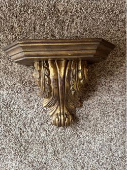 Ethan Allen Gold Acanthus Leaf Wall Shelf