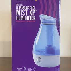 HealthSmart Sky Blue Ultrasonic Cool Mist XP Humidifier - 0.66 GAL / 2.5 L capacity, filter free - BRAND NEW