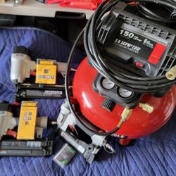 6 Gallon Electric Air Compressor, 16-, 18-, and 23-Gauge Nailer Tools
