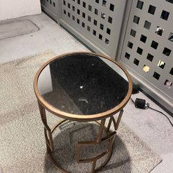 Glass Mirror Top Side Table