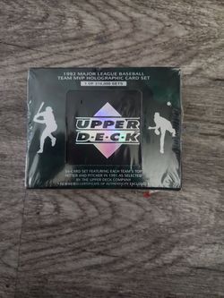 AI Overview A factory-sealed 1992 Upper Deck MLB Team MVP Holographic 54-C ard