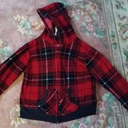 Derek Heart Juniors size XL fleece Jacket buffalo plaid red and black