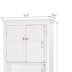 UTEX Over The Toilet Storage Cabinet, Over Toilet Bathroom Organizer with Adjustable Shelves, Above Toilet Storage Cabinet Space Saver, White