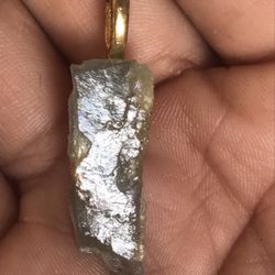 Gold Plated Rough Aquamarine Gemstone Pendant 