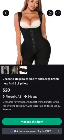 2 fajas size L & M.  medium is slightly used/ Used BbL pillow
