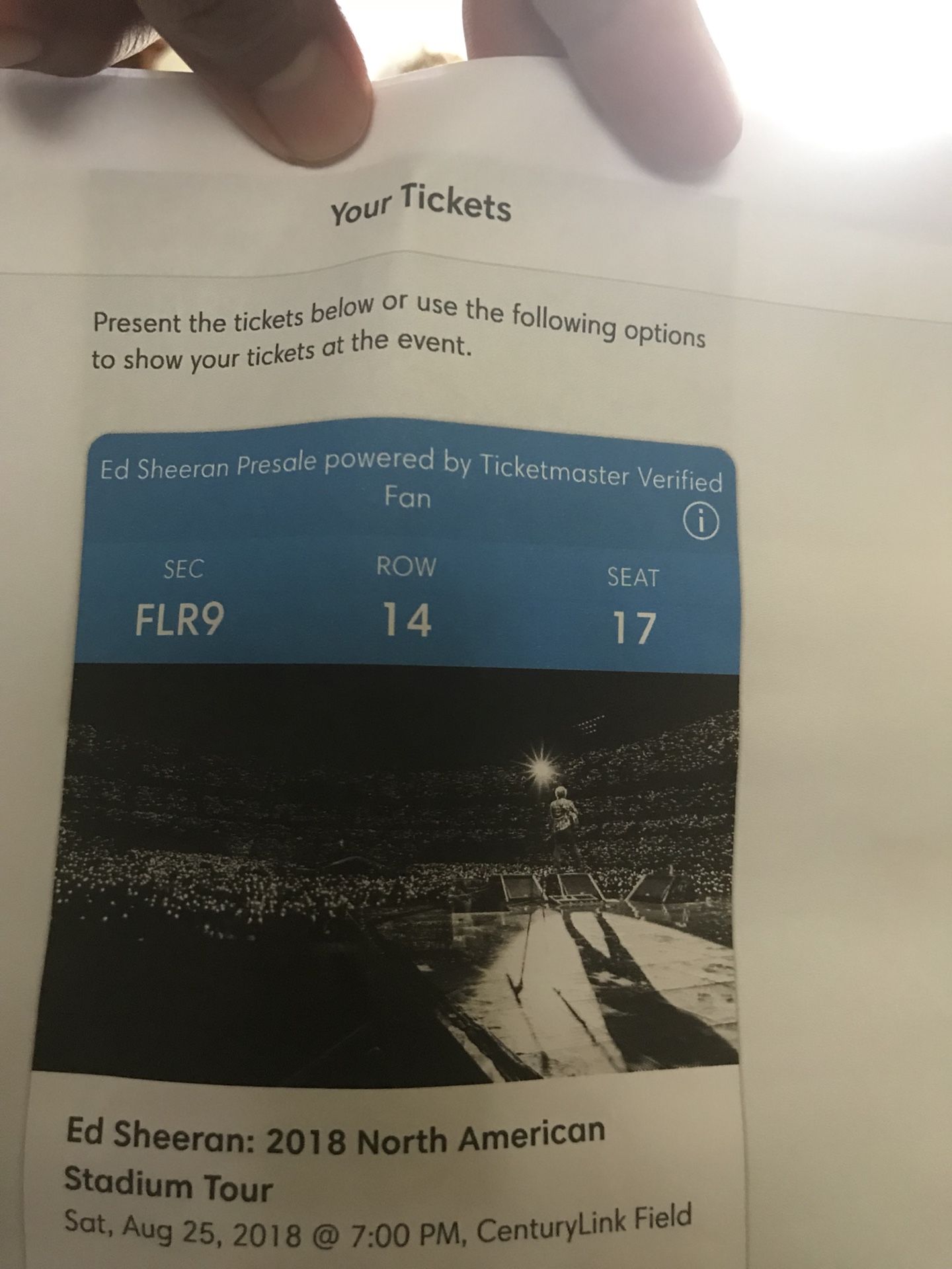 Ed Sheeran floor tickets