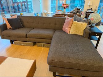 Room & Board André 101” Reversible Chaise Sofa - Gray