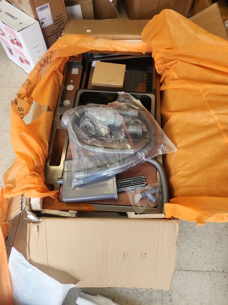 Black Kitchen Sink 31.5" x 17.7" Smart Waterfall Kitchen Sink Stainless Steel Nano Single Bowl Kitchen Sink with Faucet Drop in Kitchen Sink Farmhouse