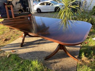 Vintage Mid Century Modern Double Pedestal Mahogany Kitchen Table 