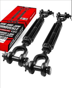 Pamazy 2 Pack 1/2”x13.4” Heavy Duty Jaw and Jaw Turnbuckle, 2200 lbs Working Load Limit, Weather Resistant, Durable Black