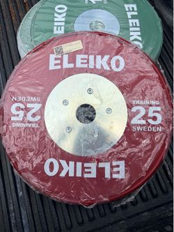 New Eleiko IWF Olympic Bumper Plates Set – 150kg Total (25kg / 15kg / 10kg)