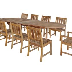 Brand New Solid Teak Outdoor Table And 10 Teak Outdoor Chairs