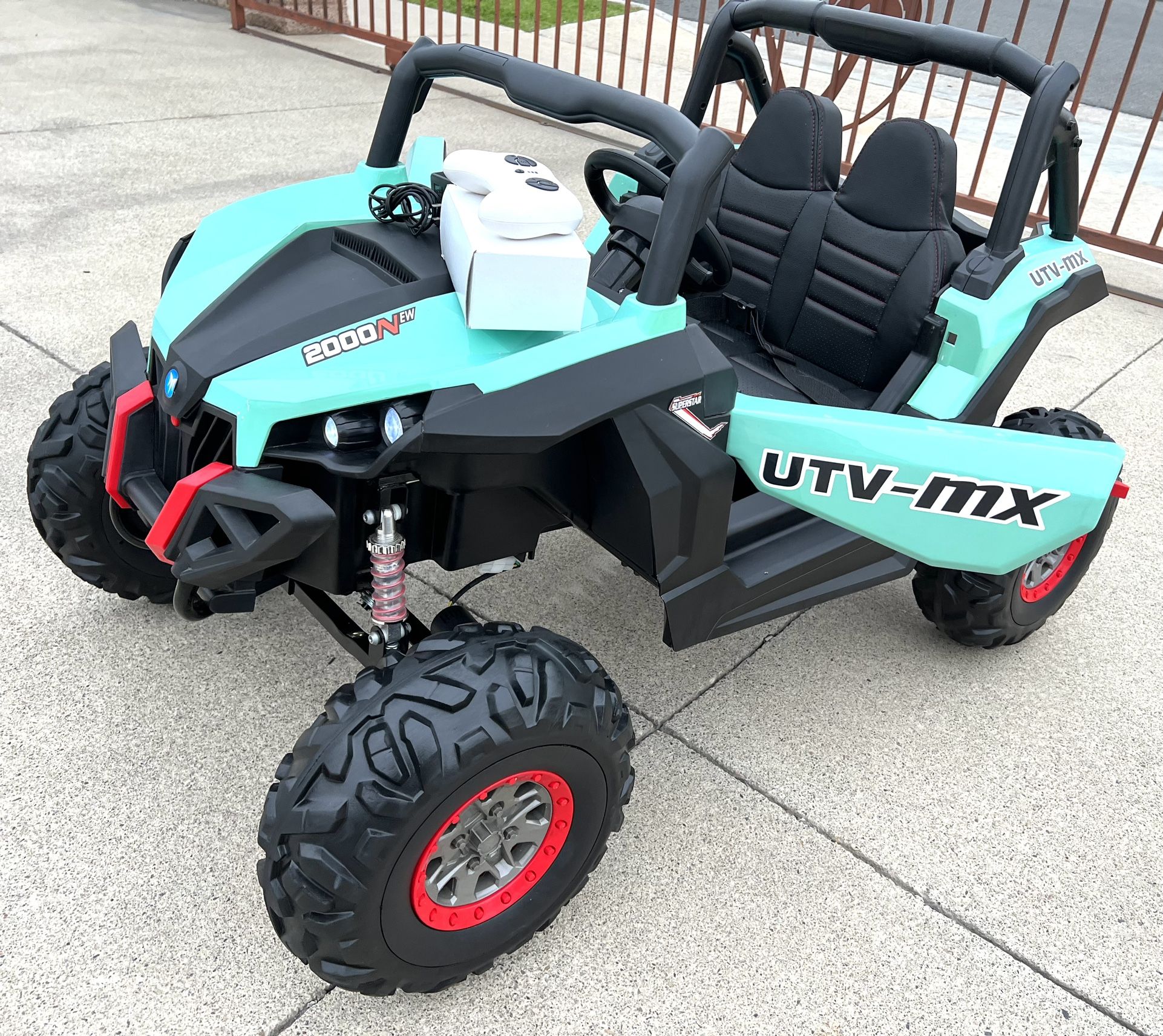 Big Off Road UTV Mx 2seater 4x4 12volt RUBBER TIRES Remote Control Model Electric Kid Ride On Car Power Wheels - NEWEST MODEL Work with iPhone 📲 App