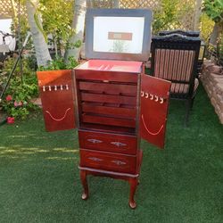 Cherry Wood Jewelry Armoire Cabinet