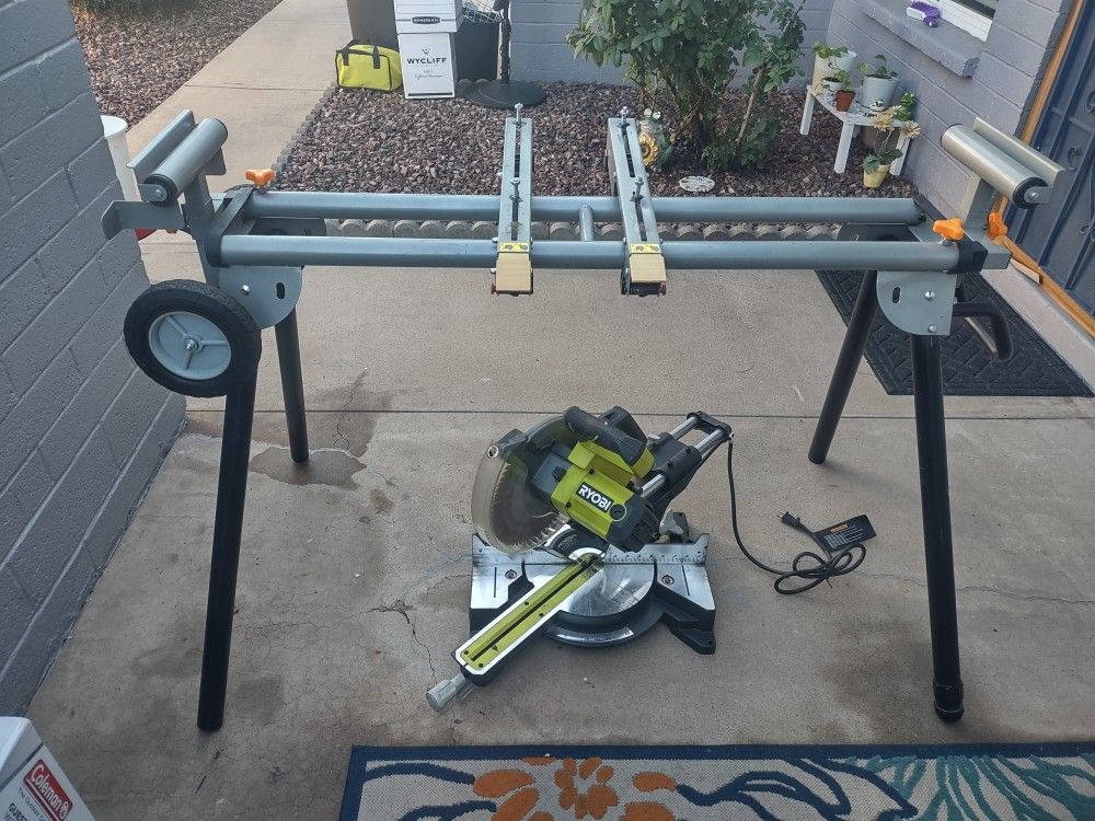 10" Sliding Miter Saw & Stand W/ 3 Xtra Blades