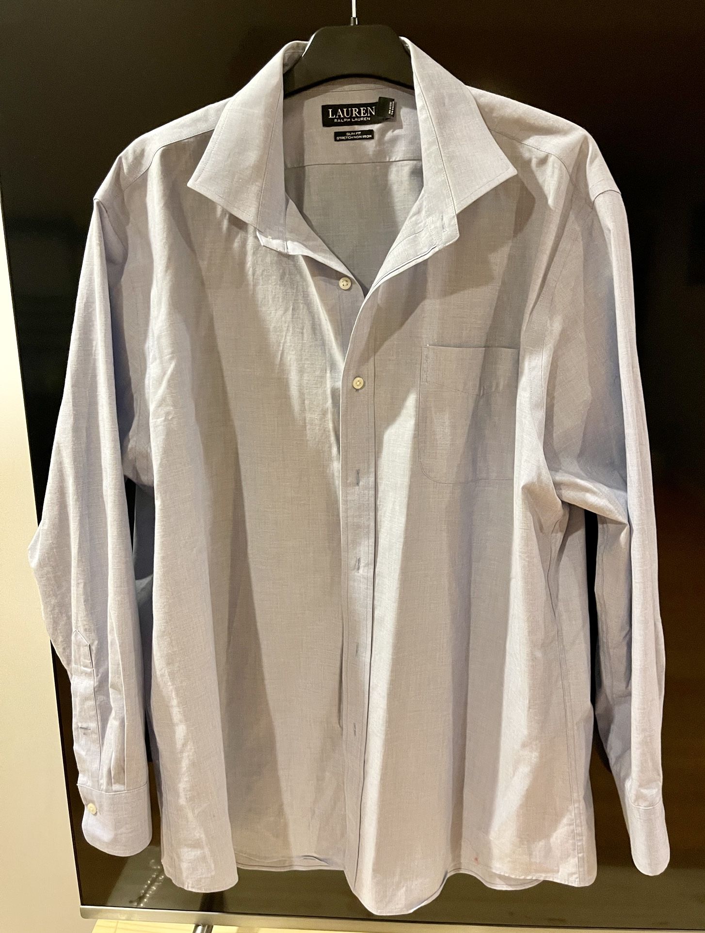 NWOT Ralph Lauren Light Gray Oxford Shirt Slim Fit, Size 18, 34/15