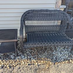 Brown wicker patio furniture set