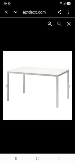 Ikea Torsby Table  Chrome / White Gloss Top. (L53.5"×W33.5"×H29.5")