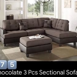 3 Pc Sectional Sofa 🛋 With Ottoman 