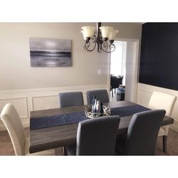 Dining Table + 6 Chairs – Modern Gray – $400 OBO