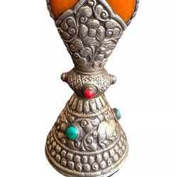 Vintage & Hand Carved Tibetan Auspicious Symbol Seal Stamp 6”inch & 212grams