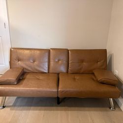 Brown Pho Leather Futon