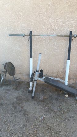 Weight Bench with Squat Rack and Barbell