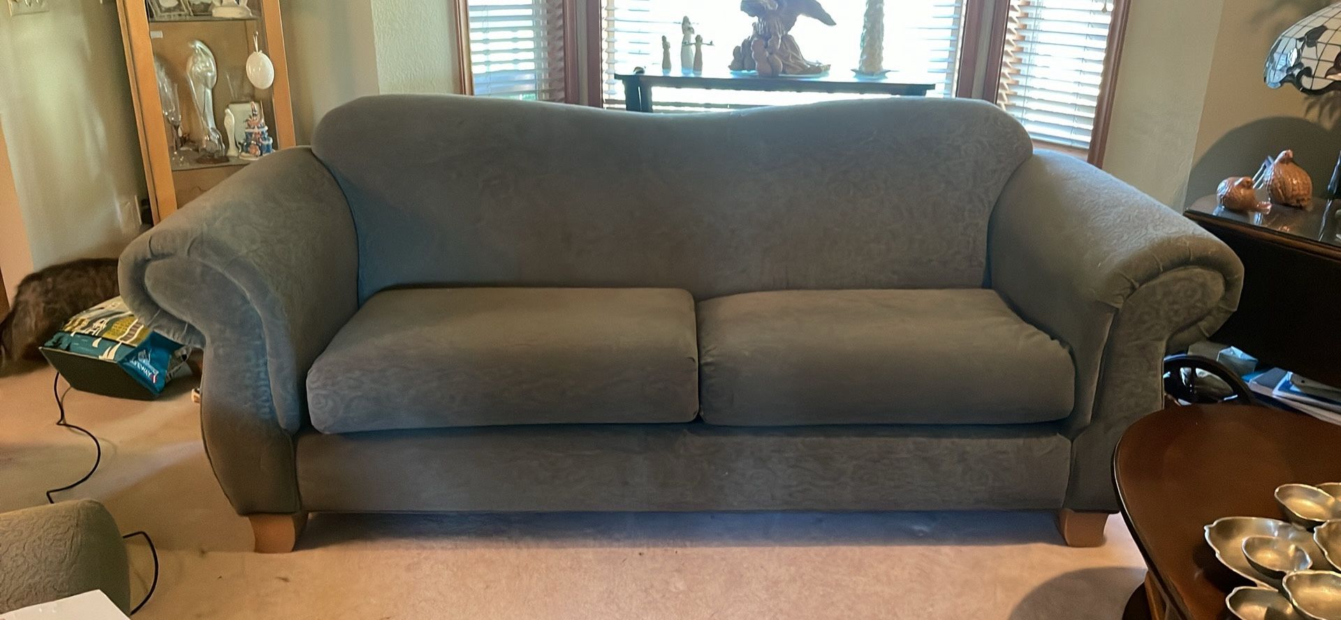 Beautiful Green Cloth Sofa/Couch With Swirl Design