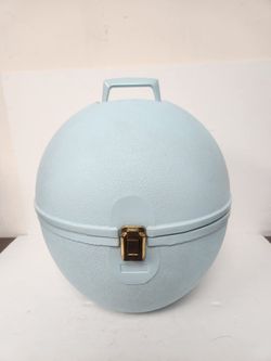 Vintage Blue LA RONDE By Jet Set WIG Carrying Case Hard Plastic Hat Box