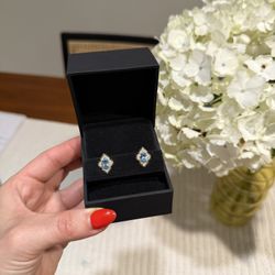 Topaz And Diamond Stud Earrings 