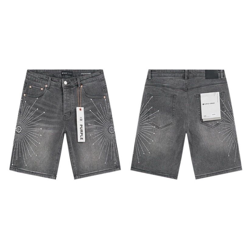 Grey purple jean shorts