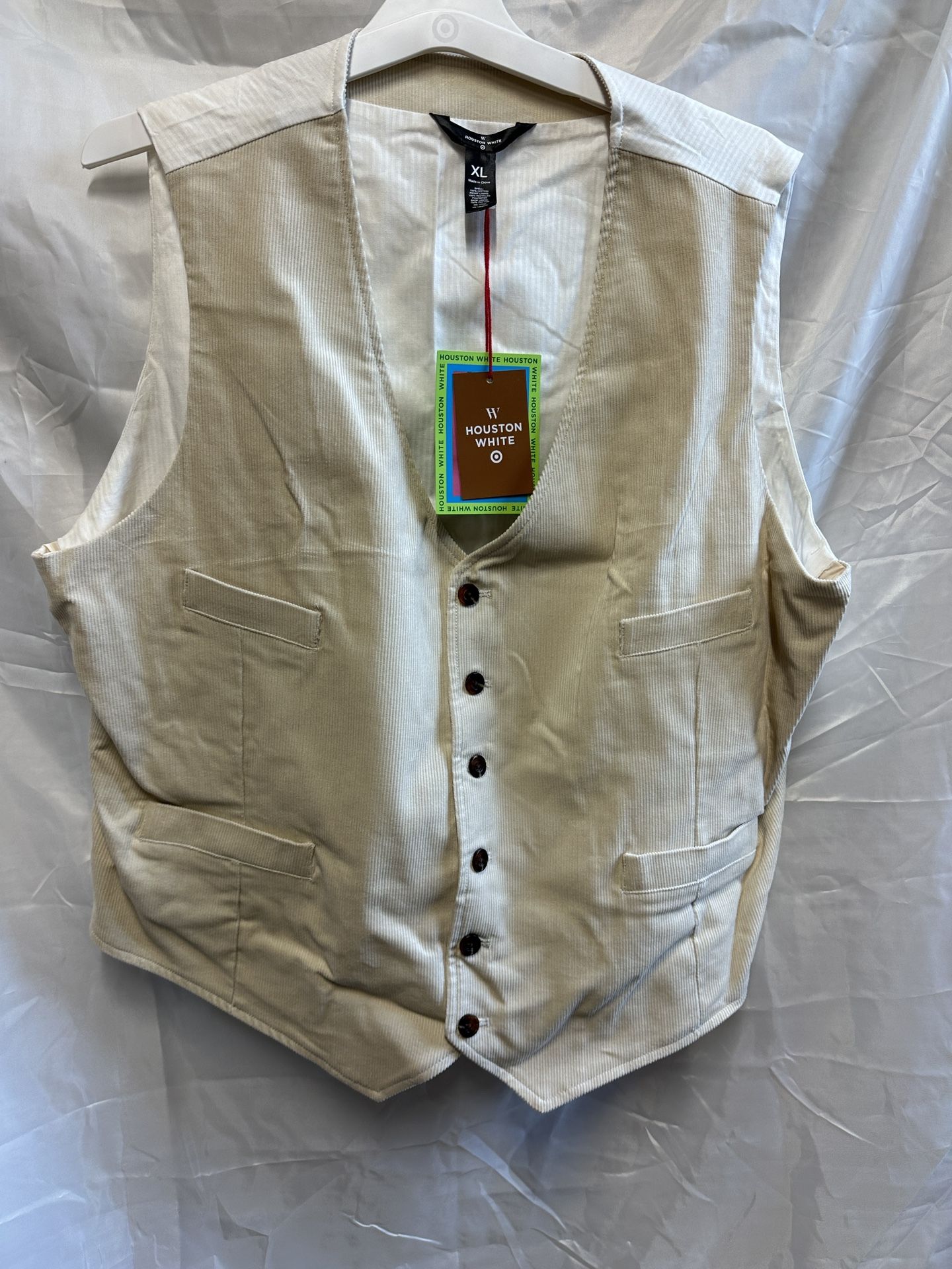 Houston White Cream and White Corduroy Vest Size Men's Size XL New with Tags