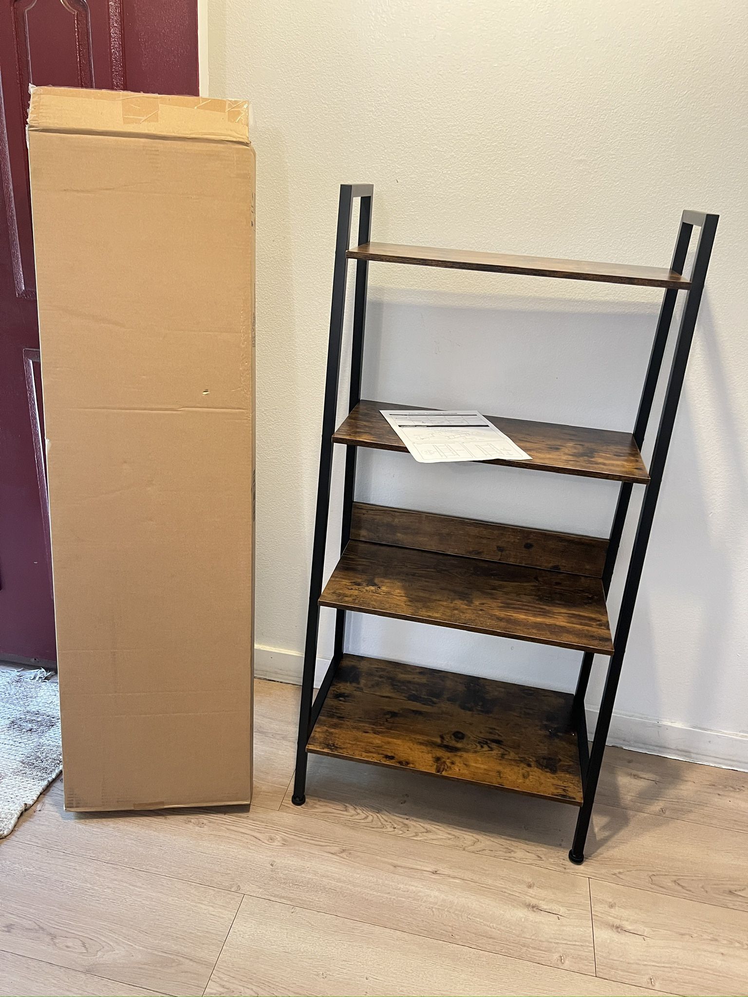 4-Tier Heavy Duty Storage Shelving Unit, 14" x 24" x 48", 4 Tier Wood New Still In Box Not Assembly