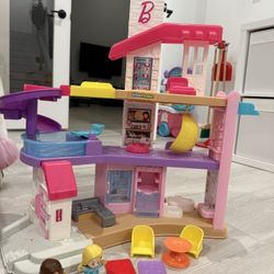 Like New Little People Fisher Price Barbie Little Dreamhouse Interactive Playset 