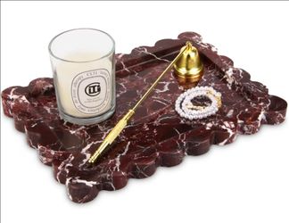 Scalloped Marble Decorative Tray, Rosso Lepanto, 10.8 * 8
Luxury Natural Stone, Bathroom Vanity Tray, Dresser Top Perfume Coffee Home Kitchen Toilet S