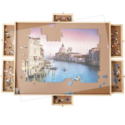 Oliqa 1500 Pieces of Jigsaw Puzzle Board with 6 Drawers & Covers, Portable Jigsaw Puzzle Table, 26'' X 34", Puzzle Accessories Puzzle Storage，Suit