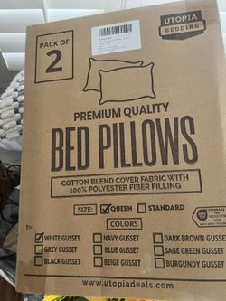 New Unopened Set of 2 Queen Size Pillows