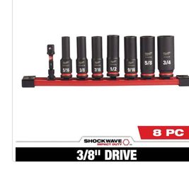 Milwaukee SHOCKWAVE Impact Duty 3/8 in. SAE Deep Impact Rated Socket Set (8-Piece)