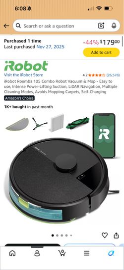 iRobot Roomba 105 Vacuum/Mop