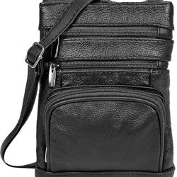 100% leather Crossbody Purses for Women, Multi Pocket Crossbody Purse with Adjustable Strap, Soft & Durable Leather Purse