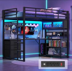 Twin bunk bed with gaming desk $650 OBO