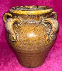 Glossy Brown 5 Handle Urn 8” Vase NEW!