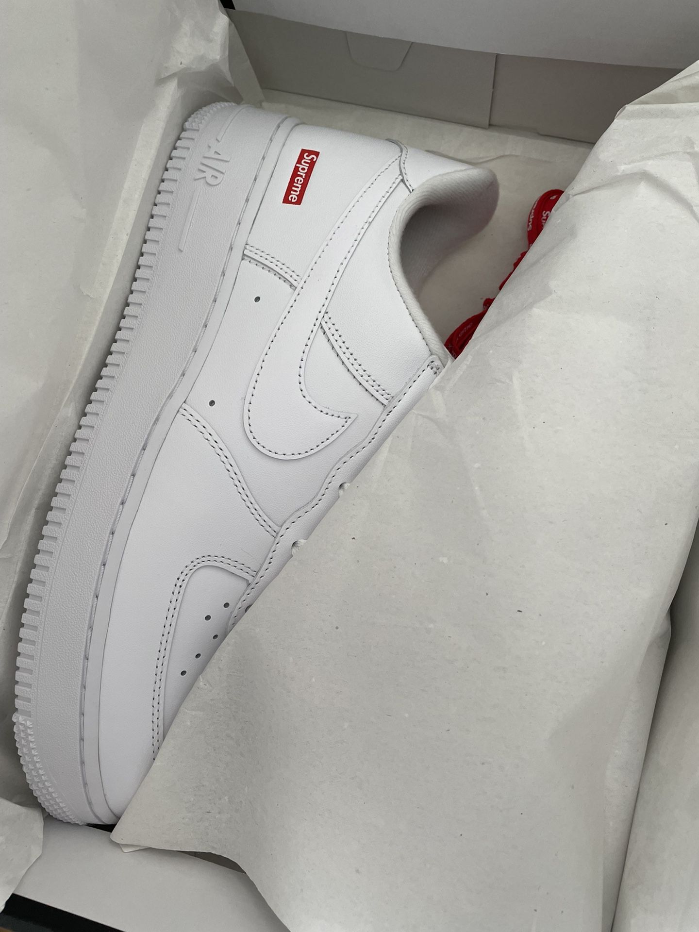 Nike Air Force Low Supreme Triple White CU9225 100 Size Mens