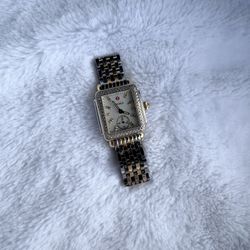 MICHELE DECO MID TEO-TONE 18K GOLD PLATED DIAMOND WATCH