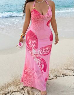 Pink floral dress