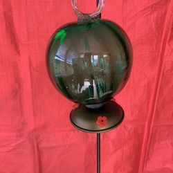 Artisan Hand Blown Green Hummingbird Feeder. $20