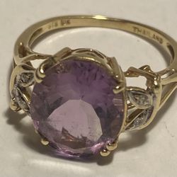 💍 10K Gold Ring with Amethyst – Made in Thailand (STS)
