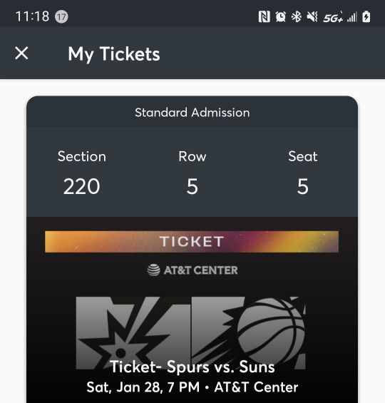 2 San Antonio Spurs Tickets  vs Phoenix Suns 